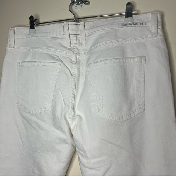 CURRENT/ELLIOT The Fling Distressed White Jeans in Sugar Destroy - Picture 9 of 12
